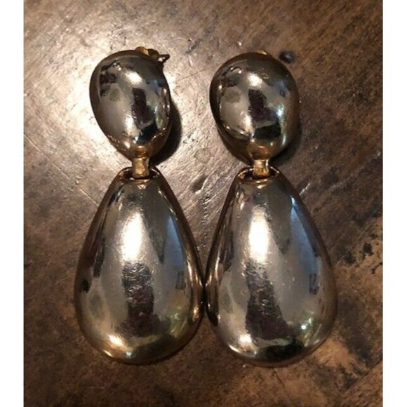 PRE OWNED $95 KENNETH JAY LANE GOLD PLATED DROP STATEMENT PIERCED EARRINGS - Picture 4 of 6